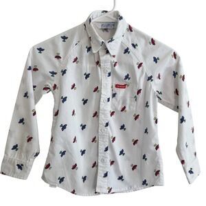 Vintage 1990s OshKosh Boys Airplane Print Button Up Shirt Size 6 USA
